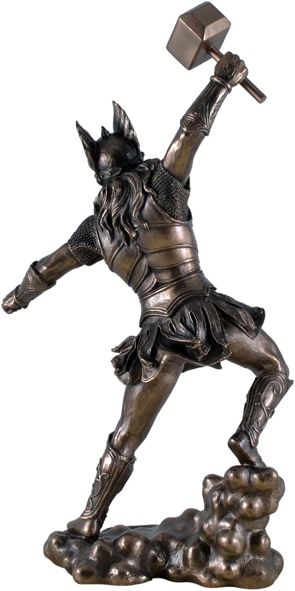 Nordischer Donnergott Thor in Rüstung Gott Figur bronziert Odin Skulptur by Veronese