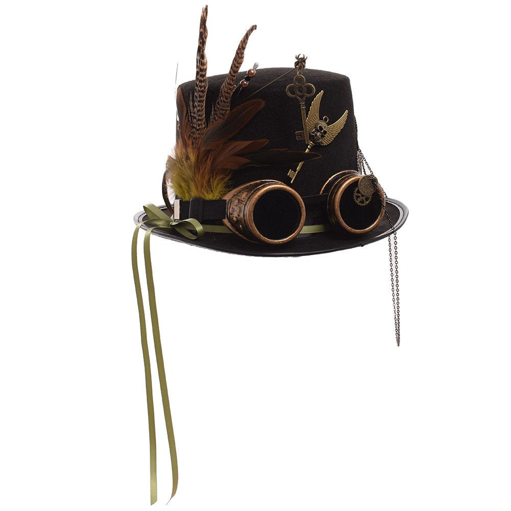 GRACEART Zauberkasten Steampunk Zylinder Hut Steampunk Herren and Steampunk Damen with Goggles, Gear