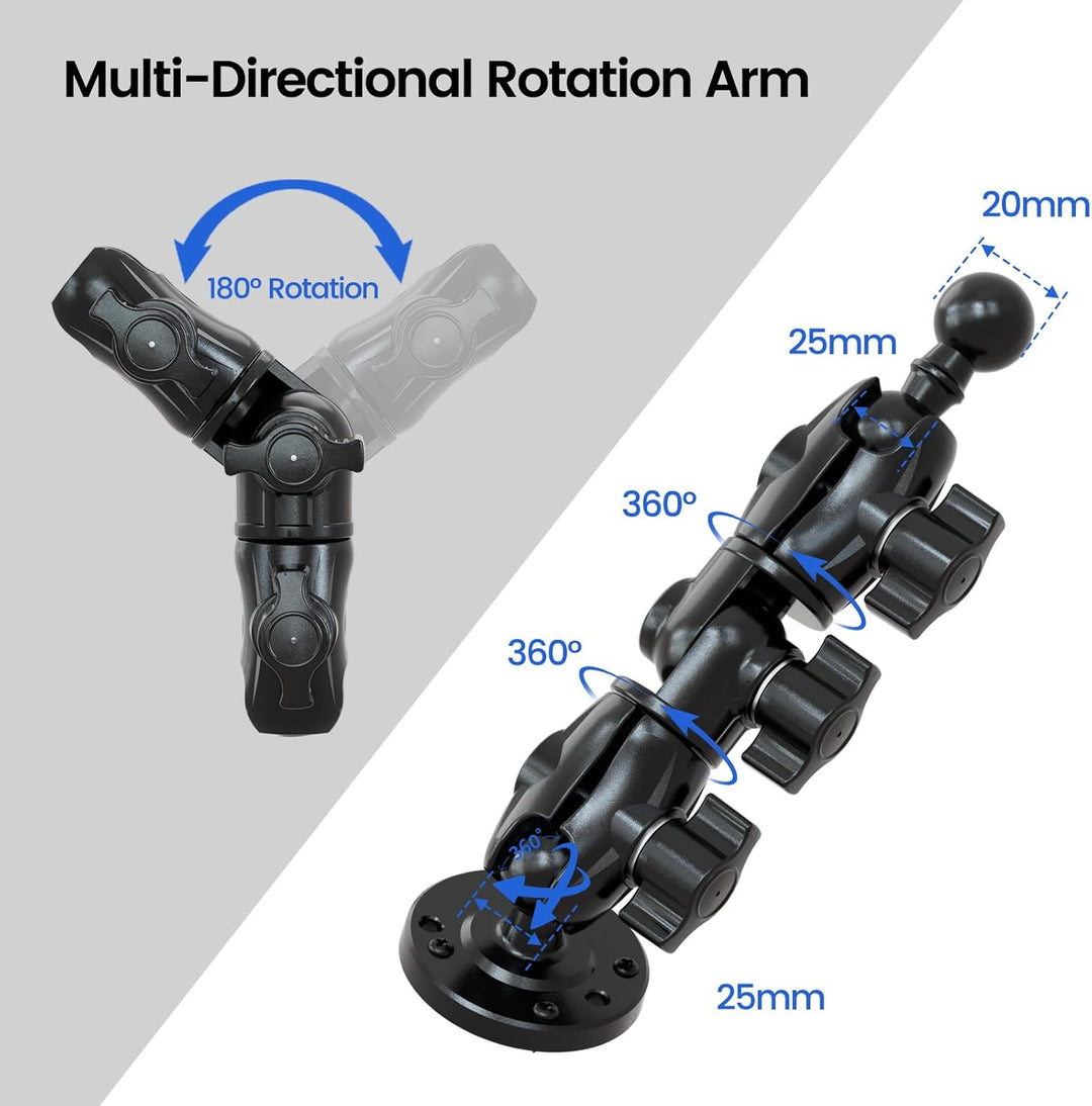 OHLPRO Tablet Halterung Auto, Tablethalterungen LKW 360° Drehung Verstellbarer Verbund Arm Bohrbasis