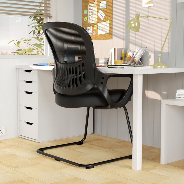 DUMOS Büro-Schreibtischstuhl mit Schlittenboden, ergonomischer Chefsessel aus Netzstoff, Computerstü