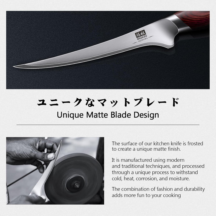 SHAN ZU Filetiermesser 18 cm, Scharfes Ausbeinmesser für Fleisch, Japanischem 10Cr15Mov-Superhartsta