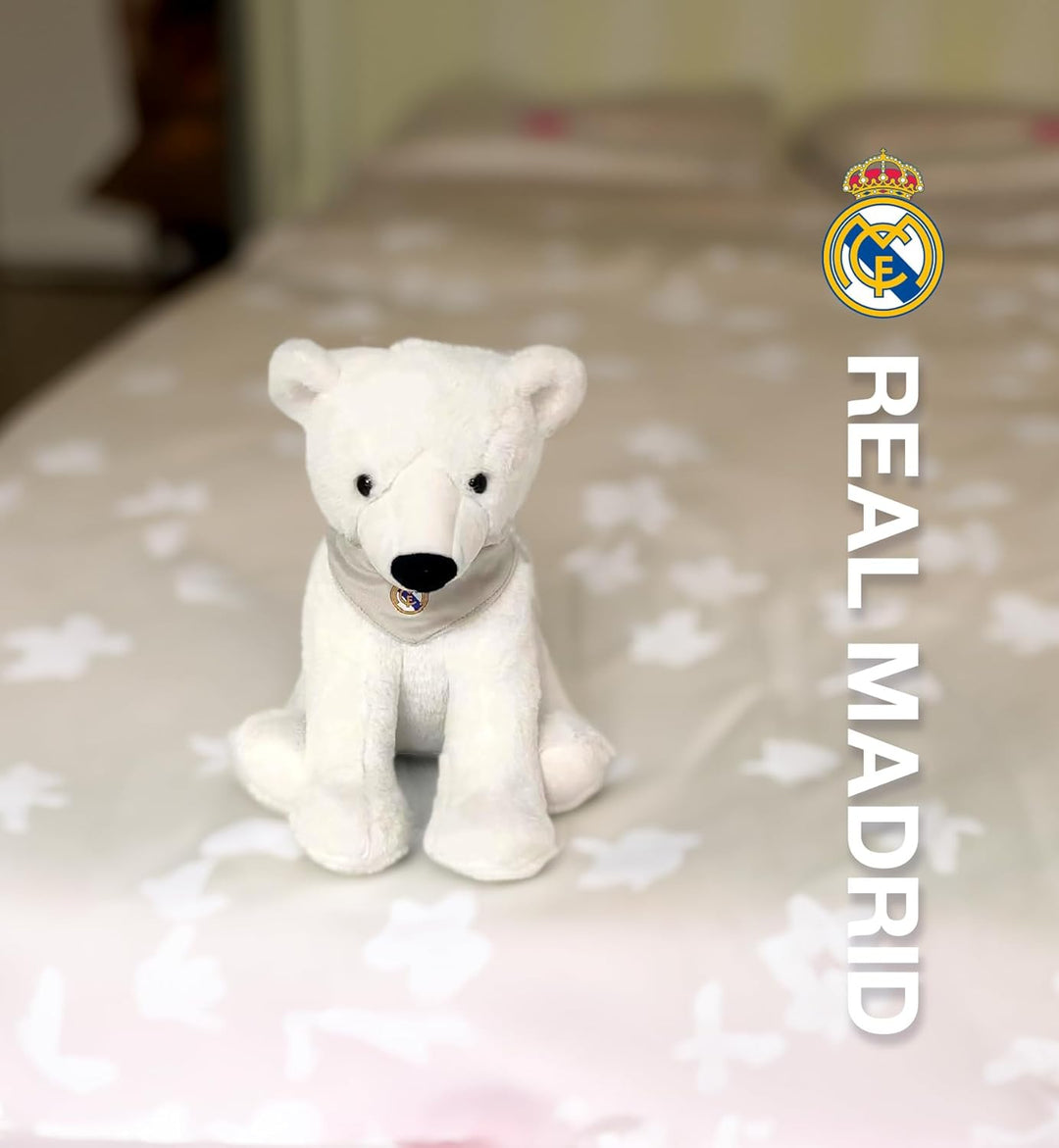CyP Brands Real Madrid Plüschpuppe, Eisbär, 30 cm, Weiss, offizielles Produkt