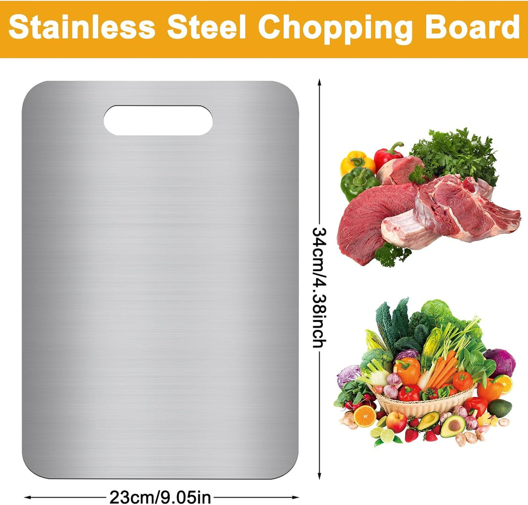 Cutting Board aus 304 Edelstahl, Doppelseitiges, BPA-freies Schneidebrett, Ideal für Fleisch, Brot,