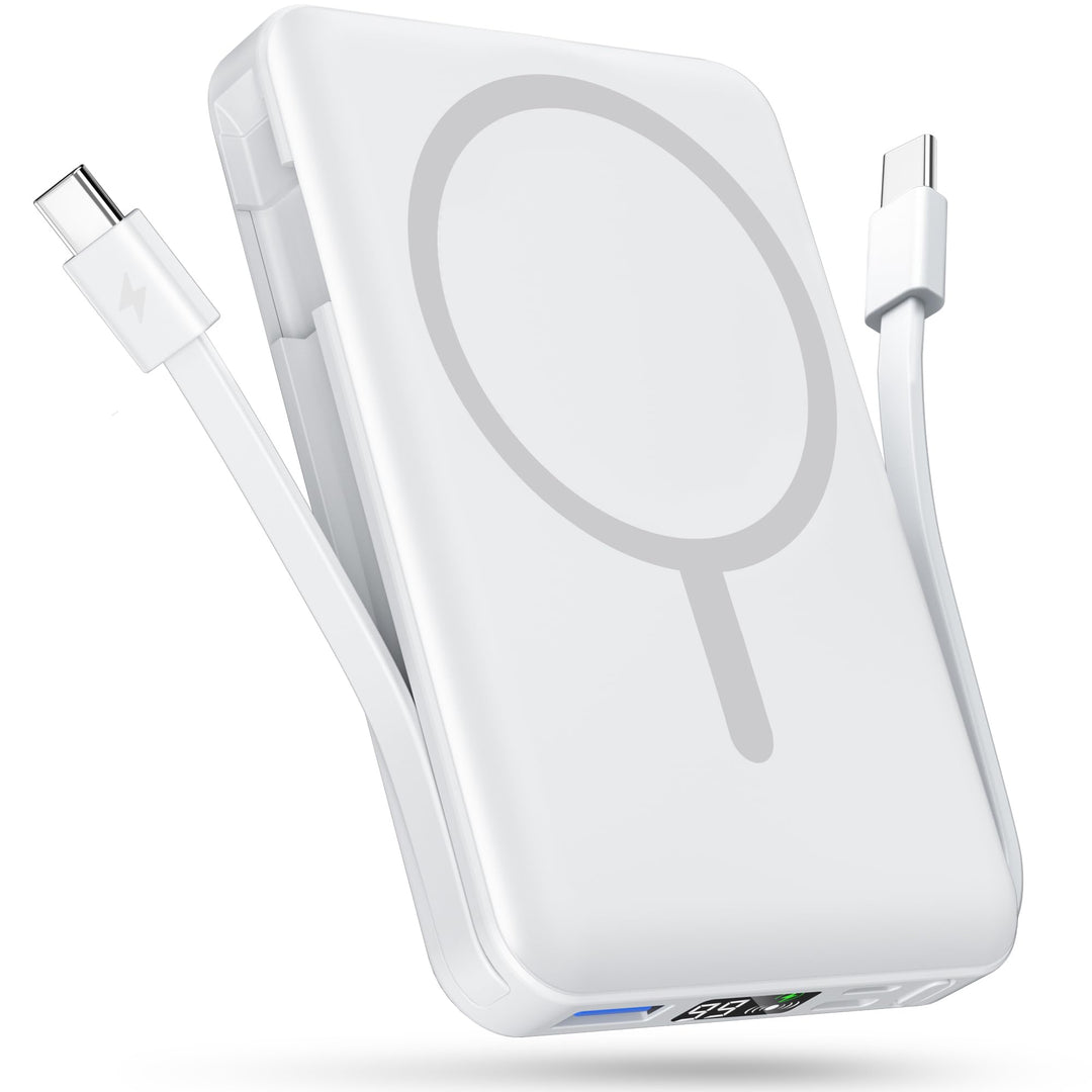 Podoru for Magsafe Powerbank, 10000mAh Magnetische Wireless Power Bank mit USB-C Kabel PD 20W Schnel