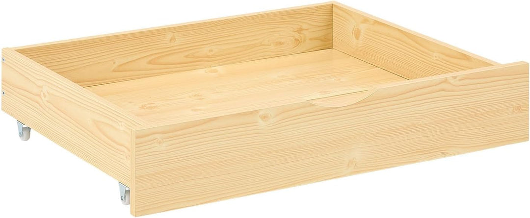 Homestyle4u Bettkasten 2er Set Holz Aufbewahrung mit Rollen, Bett Schublade Bettauszug Natur
