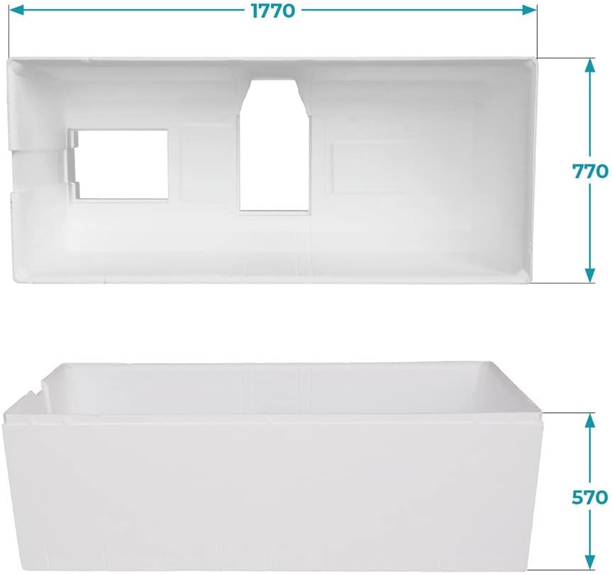 Calmwaters® Wannenträger 180 x 80 cm Modern Curved, Passend für Rechteck-Badewanne 180x80 cm, Styrop