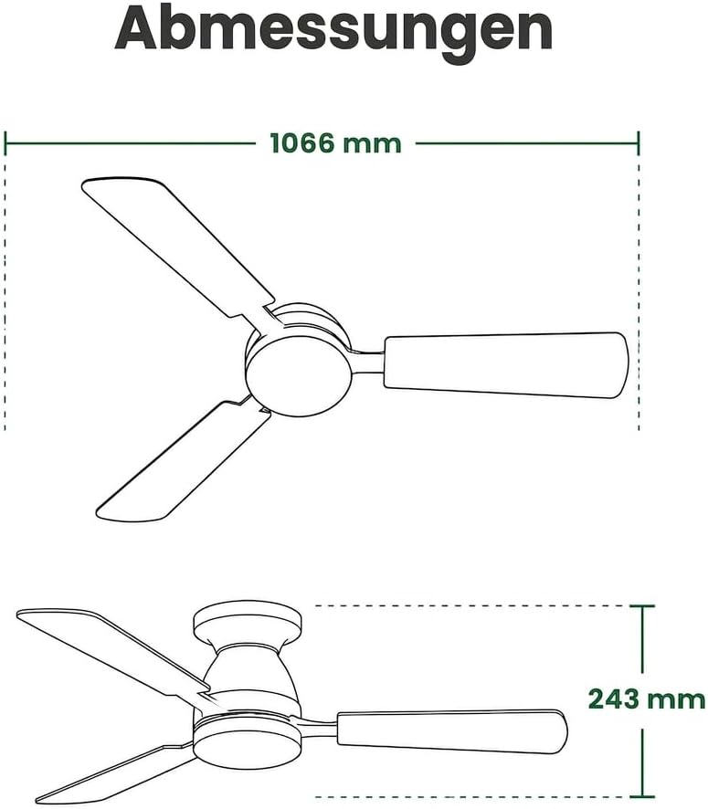 Proventa Deckenventilator mit Beleuchtung (106cm), 106cm