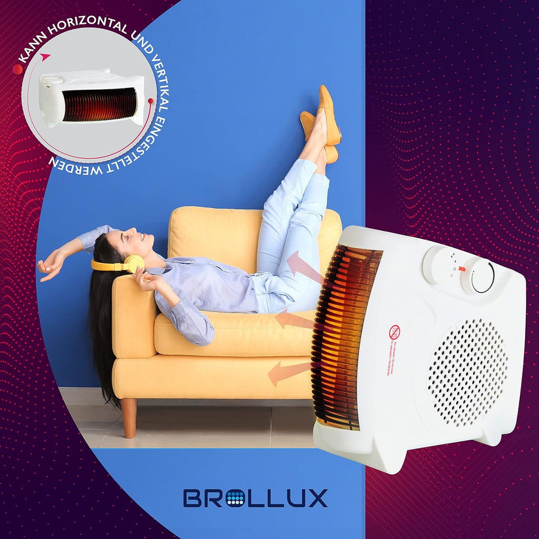 Brollux Elektroheizung 2000W FH2 weiss mobiles Heizgerät Thermoventilator Heizlüfter Elektroheizkörp