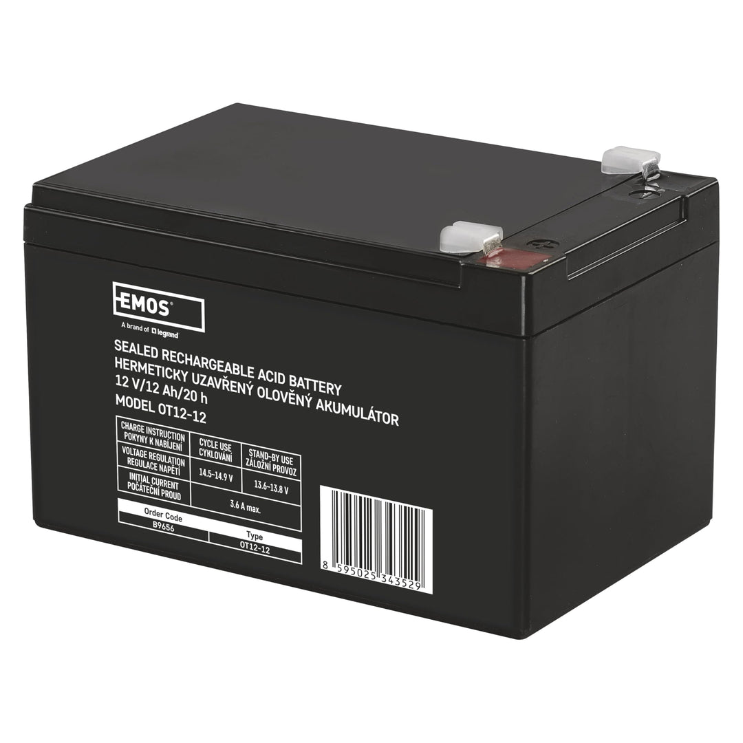 EMOS Wartungsfreier Bleiakku/Bleiakkumulator für Gefahrmeldeanlagen, Brandmeldetechnik, USV, Aufzüge