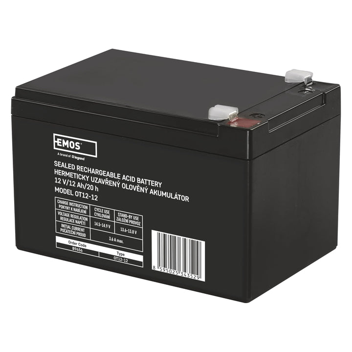 EMOS Wartungsfreier Bleiakku/Bleiakkumulator für Gefahrmeldeanlagen, Brandmeldetechnik, USV, Aufzüge