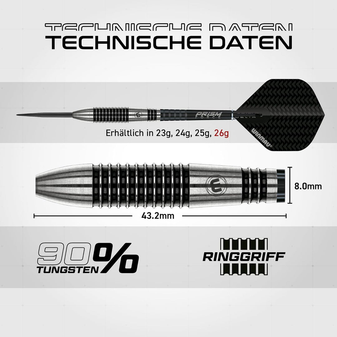 WINMAU Blackout Profi Stahlspitze Wolfram Dartpfeile mit Flüge und Stiele (Wellen) 26 g Verdunkelung