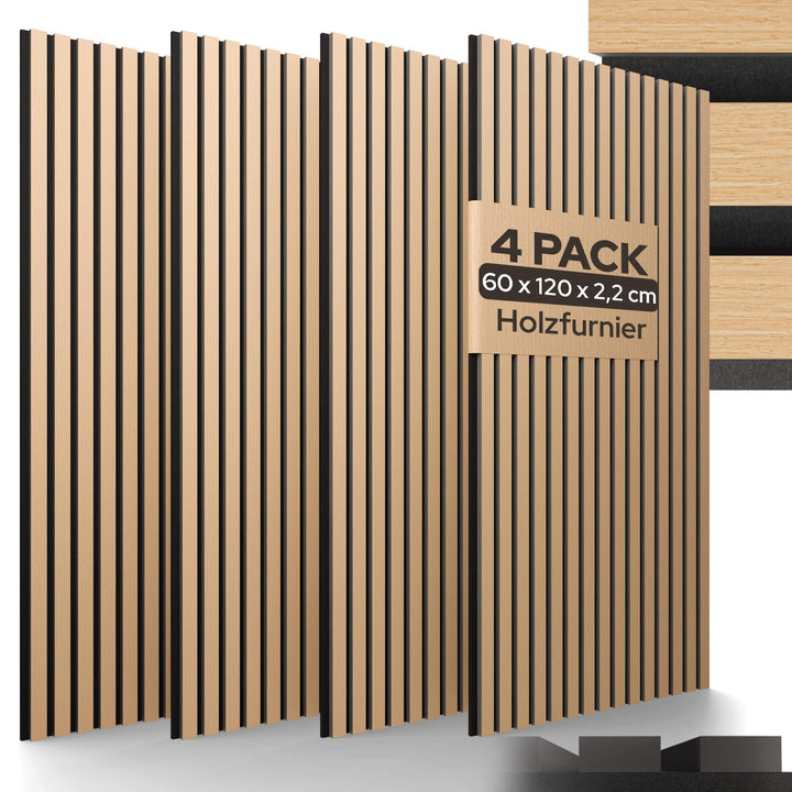 Arebos Akustikpaneele 120x60 cm | Lamellenwand in Holzoptik für Wand & Decke | modernes Wandpaneel m