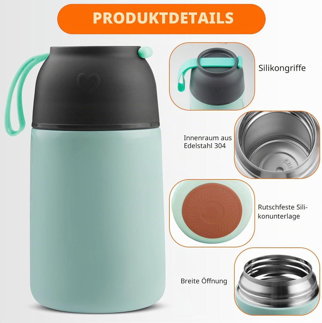 Thermobehälter für Essen 650ml, Edelstahl Warmhaltebehälter Speisegefäss, Lunchbox, Suppenbehälter A