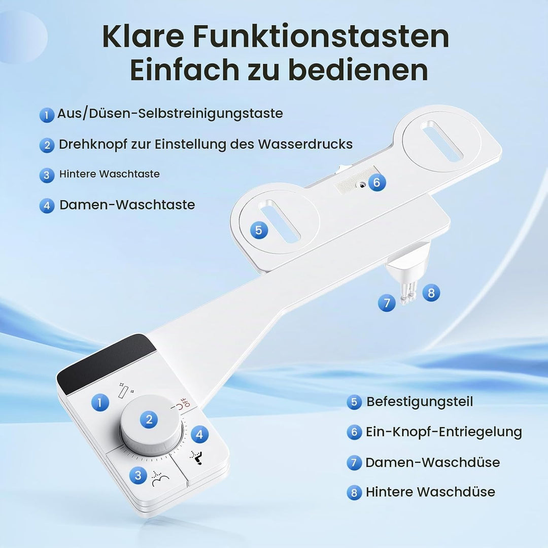 Bidet Aufsatz Für Toilette, Einsatz Einziehbare Selbstreinigende Doppel Düse Bidet Aufsatz Nicht Ele