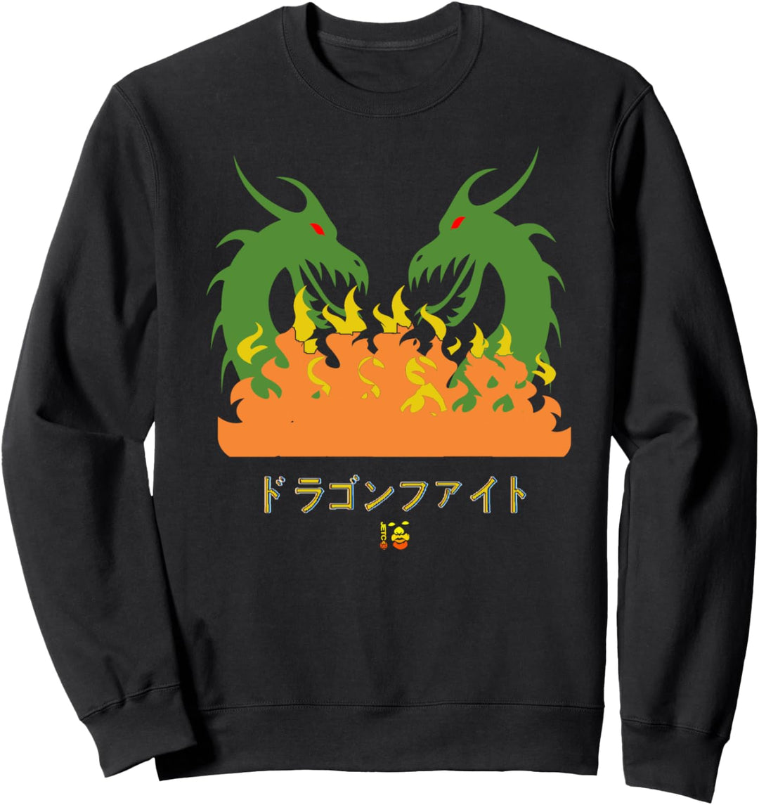 Zwei Grüne Japanische Drachen ins Feuer Sweatshirt