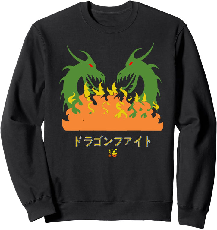 Zwei Grüne Japanische Drachen ins Feuer Sweatshirt