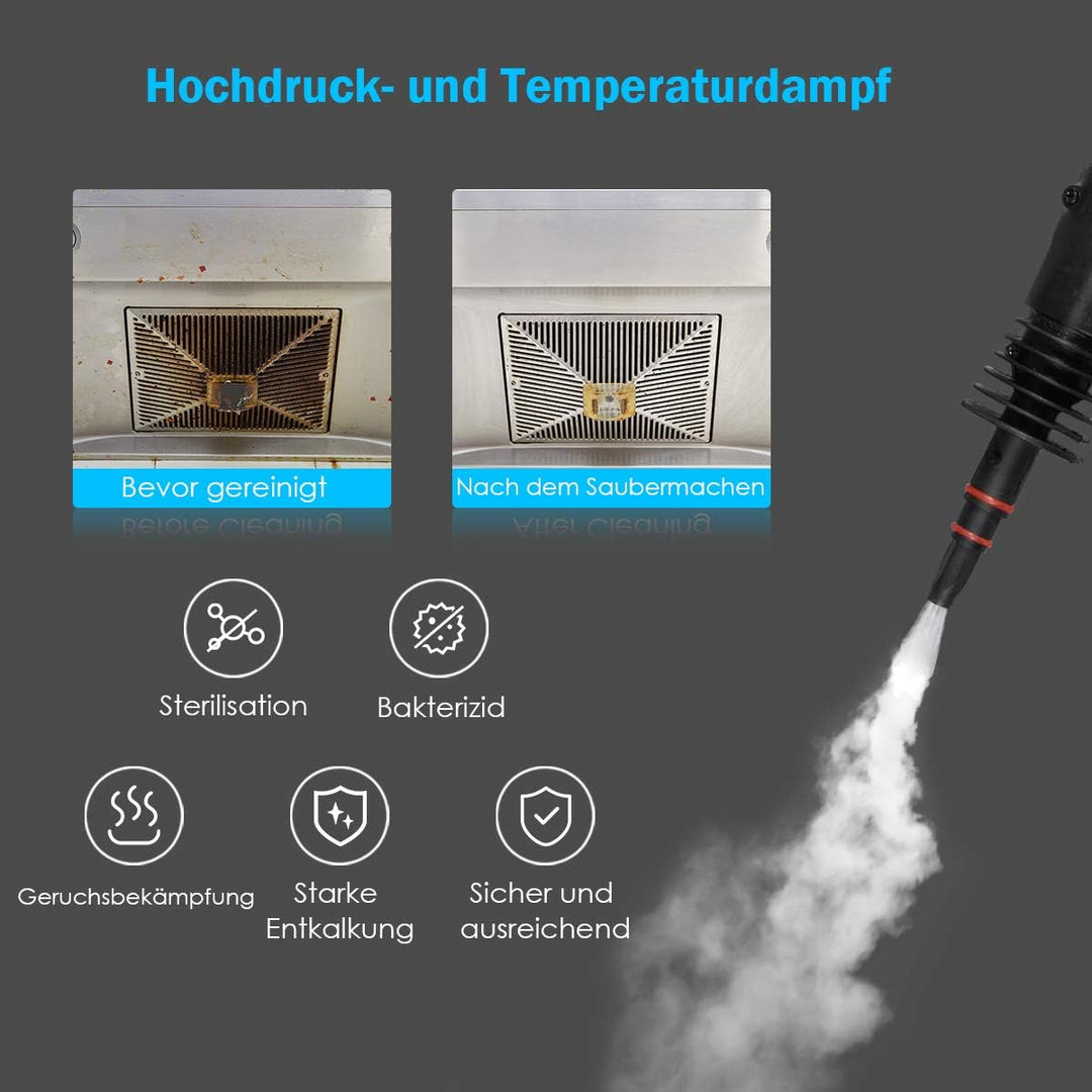 COSTWAY Dampfreiniger inkl. 9 Zubehörteil, Handdampfreiniger, Dampfreinigen Handgerät 3 bar / 350ml