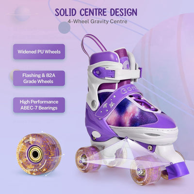 Gonex Verstellbar Rollschuhe, Leuchtenden Rädern Roller Skates für Mädchen Jungen Kinder Erwachsene
