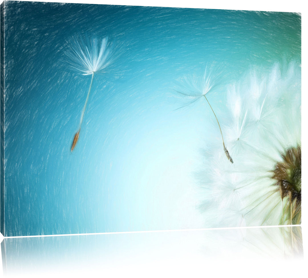 Pixxprint Löwenzahn Pusteblume als Leinwandbild/Grösse: 100x70 cm/Wandbild/Kunstdruck/fertig bespann
