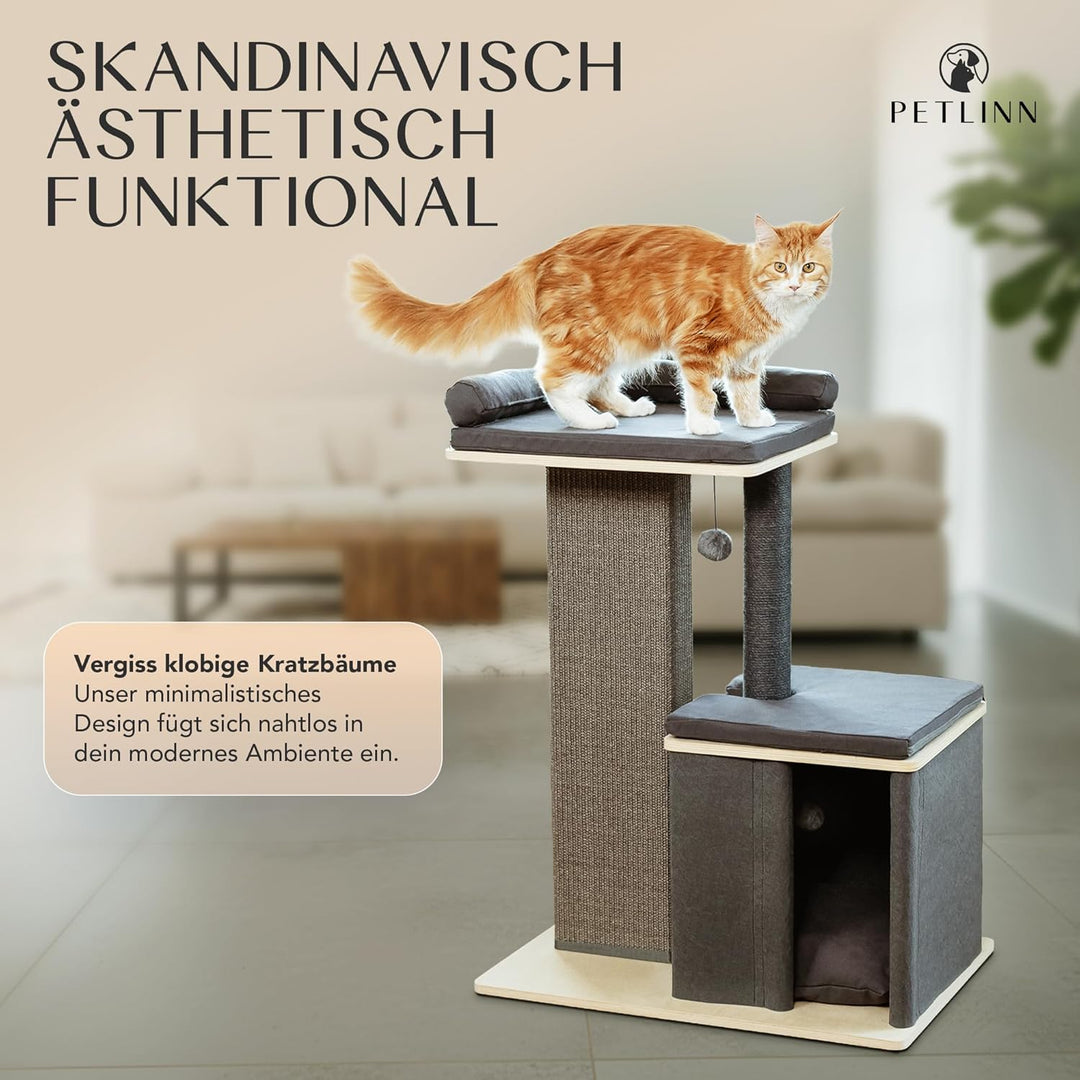 Premium Kratzbaum, für grosse Katzen, stabil, extra Dicker Stamm, Katzenbaum Holz, grosse Liegefläch