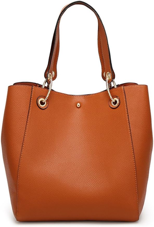 Valleycomfy Handtasche Damen Gross Shopper Tasche Leder Schwarz Klassisch Shopping Bag Braun, Braun