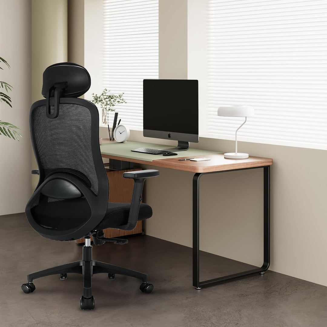 Milacyee Bürostuhl, Bürostuhl Ergonomisch, Schreibtischstuhl mit Kopfstütze, Armlehnen, Lendenwirbel