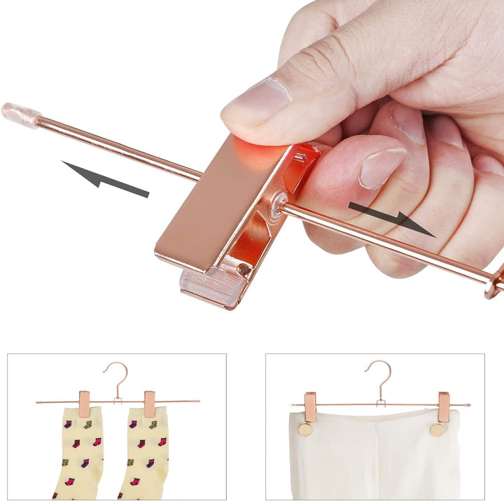 SONGMICS Hosenbügel aus Metall, 10 Stück, Kleiderbügel, 31 cm, mit 2 rutschfesten Clips, für Röcke,