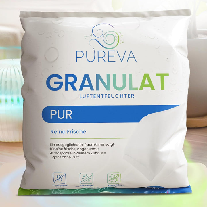 PUREVA Luftentfeuchter Nachfüllpack mit 4x 450g Granulat [NEUESTE FORMEL] | Nachfüllpack mit hochwir