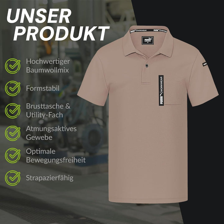 PUMA Workwear Advanced – Poloshirt Herren Kurzarm – Arbeitsshirt mit Brusttasche und Utility Fach an