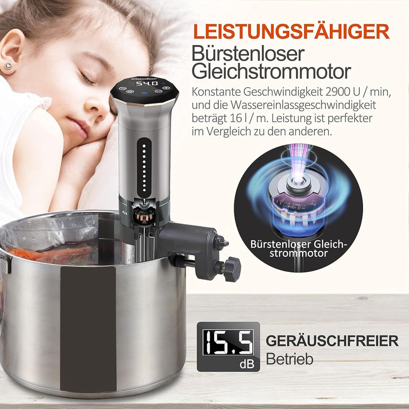 KitchenBoss Sous Vide Garer G300 Stick Präzisionskocher • Timerfunktion • 3D Zirkulation • Präziser