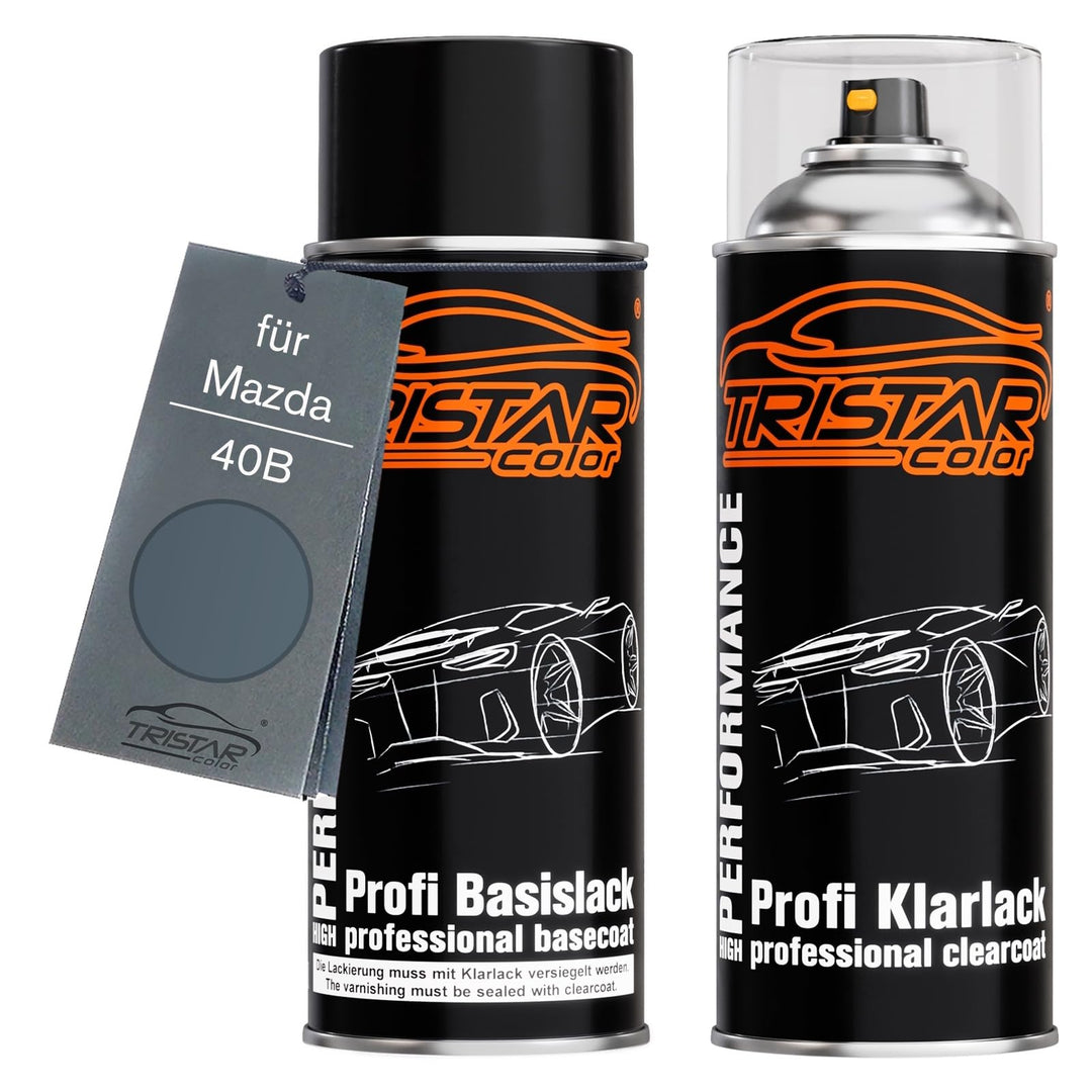 TRISTARcolor Autolack Spraydosen Set für Mazda 40B Clear Water Blue Metallic Basislack Klarlack Sprü