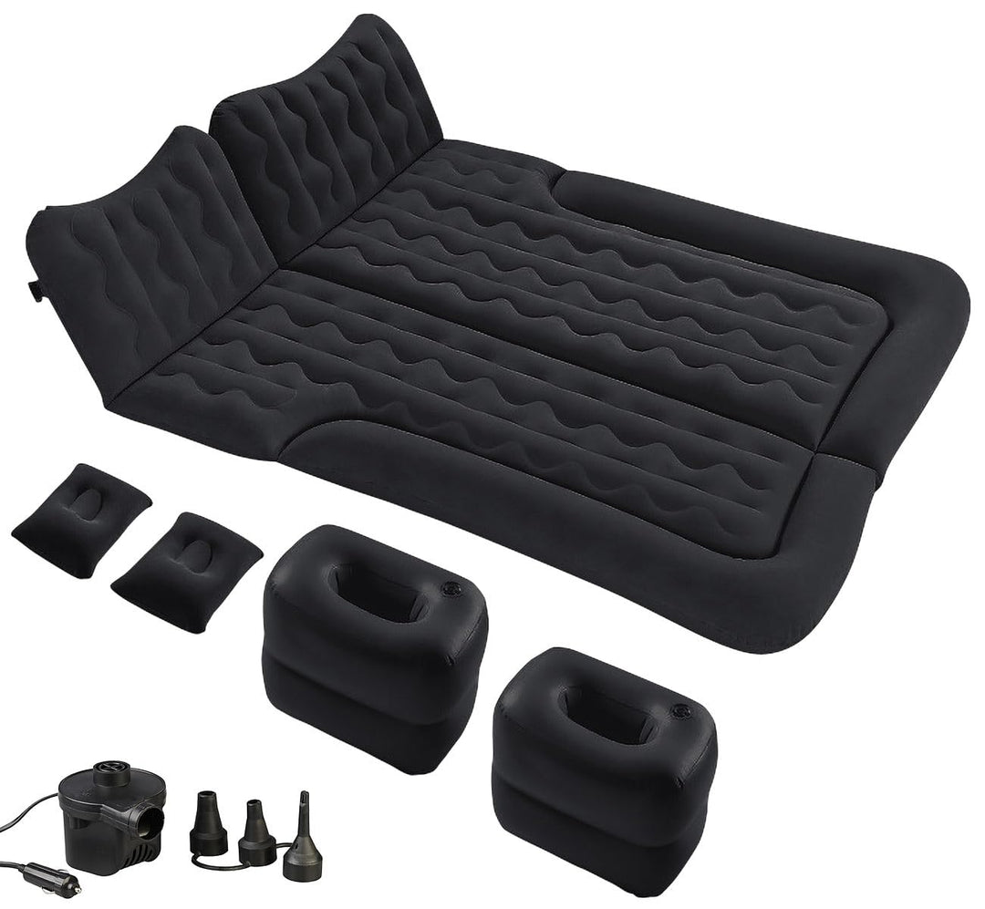 Lescars Luftbett: Aufblasbares XXL-Autobett 180 x 135 cm, mit 12-Volt-Luftpumpe &amp; Tasche (Matratze,