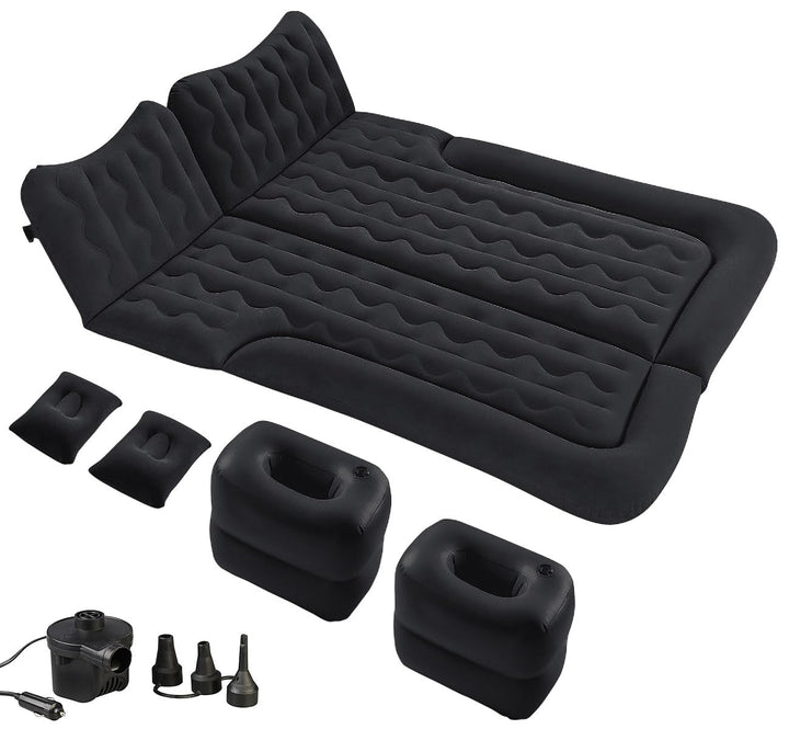 Lescars Luftbett: Aufblasbares XXL-Autobett 180 x 135 cm, mit 12-Volt-Luftpumpe &amp; Tasche (Matratze,
