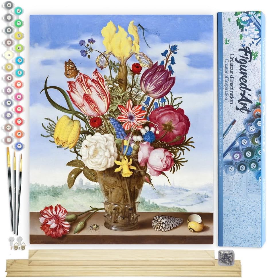 Figured'Art Malen Nach Zahlen Erwachsene Mit Rahmen Blumenstrauss - Ambrosius Bosschaert - Paint by