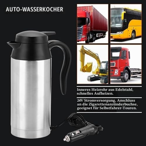 Wasserkocher 24v für lkw, Reisewagenkessel Kessel 750 Ml Elektrischer Warmwasserbereiter Flasche Ede