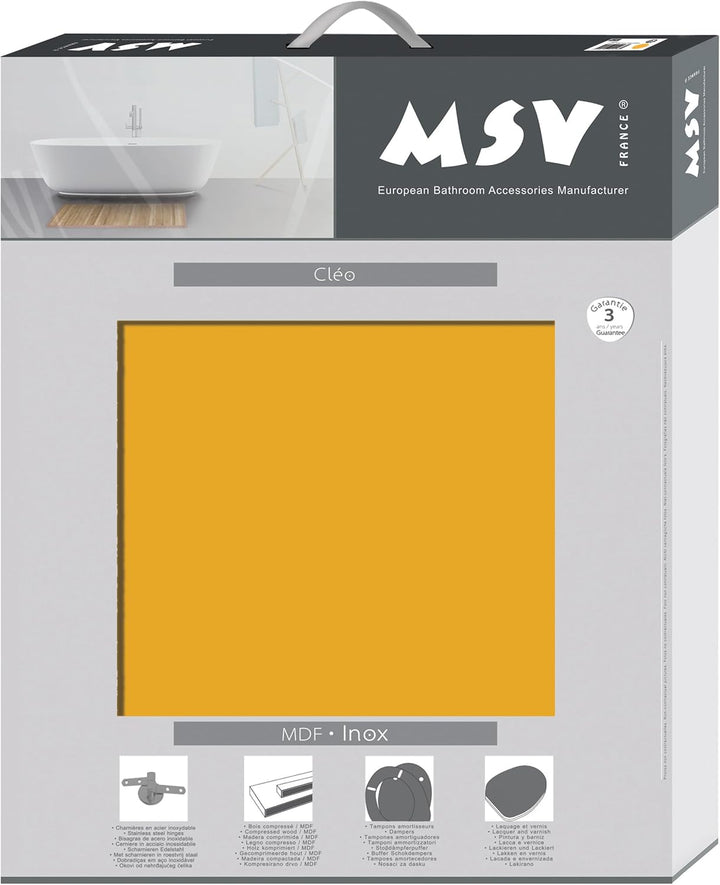 MSV - CLÉO MDF-WC-Sitz - Matte Safran-Oberfläche - Edelstahlscharniere - Modernes und langlebiges De