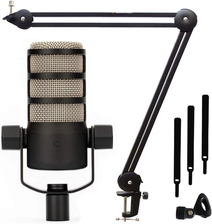 Rode Podmic professionelles Podcast-Mikrofon + keepdrum MS138 Mikrofonarm Tisch-Stativ PodMic Schwar