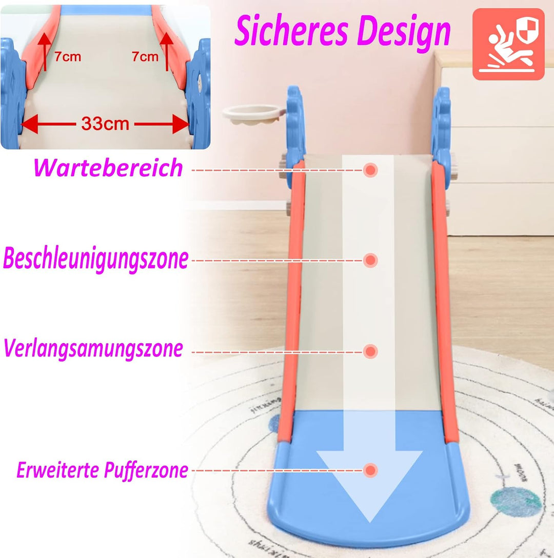 YRHome 3 in 1 Kinderrutsche Kinder Rutsche mit Basketballkorb Faltbar Gartenrutsche Kleinkinderrutsc