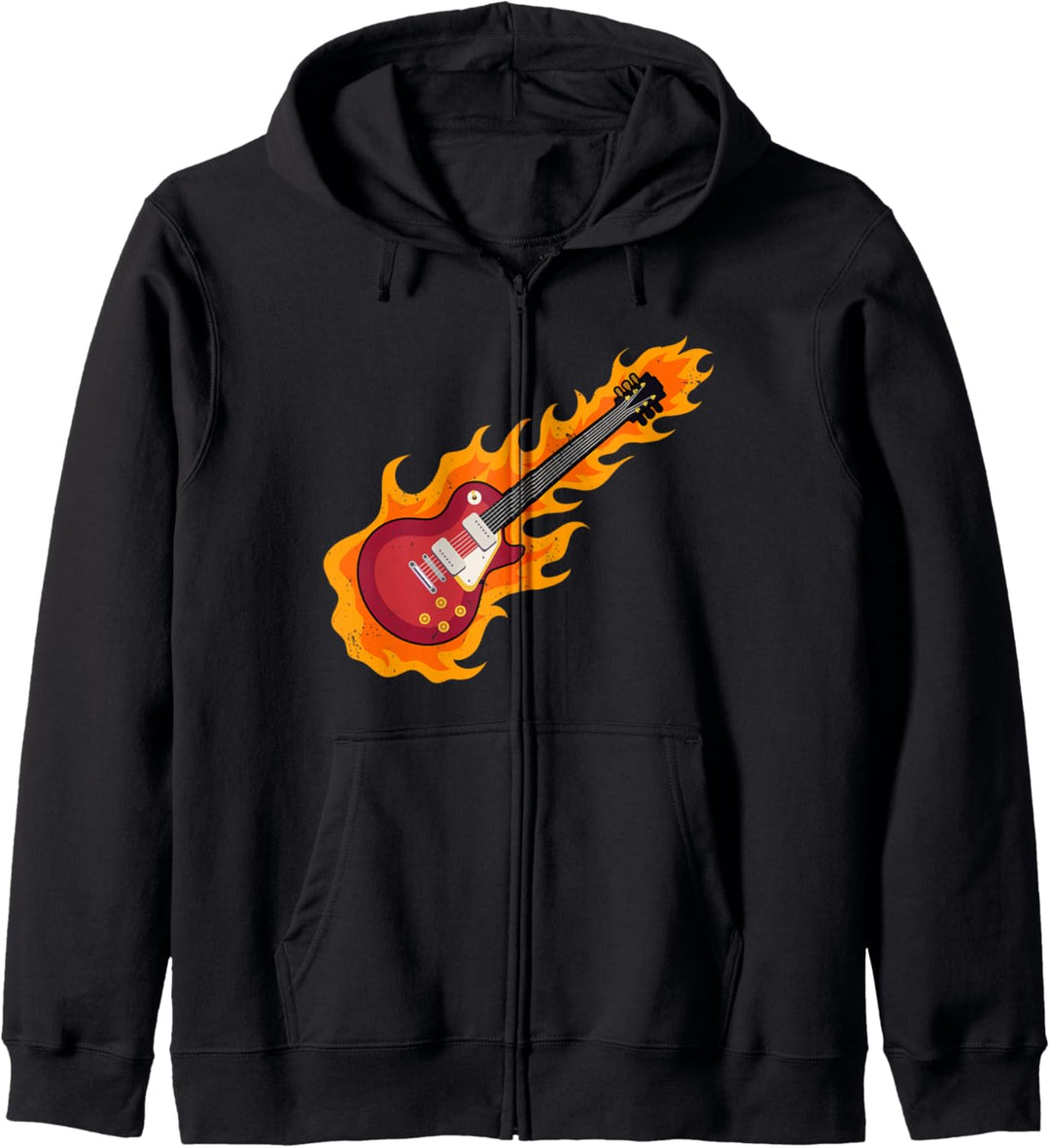 E-Gitarre in Flammen Geschenk für Gitarrenspieler Gitarrist Kapuzenjacke