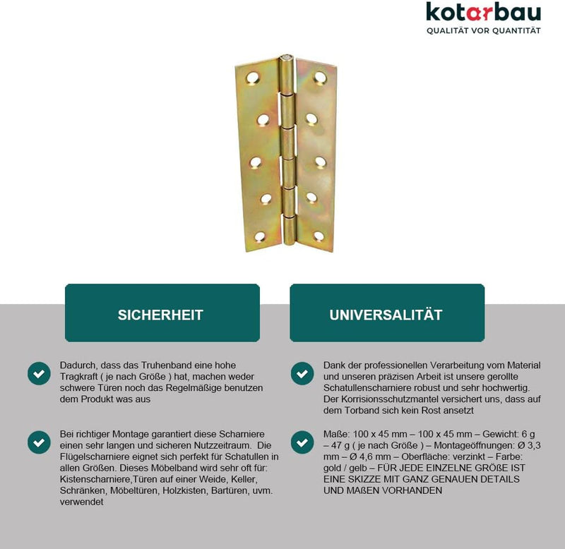 KOTARBAU® Möbelscharniere 100 x 45 mm 25 St. Gerollte Scharniere Alle Grössen Tischband Türband Möbe