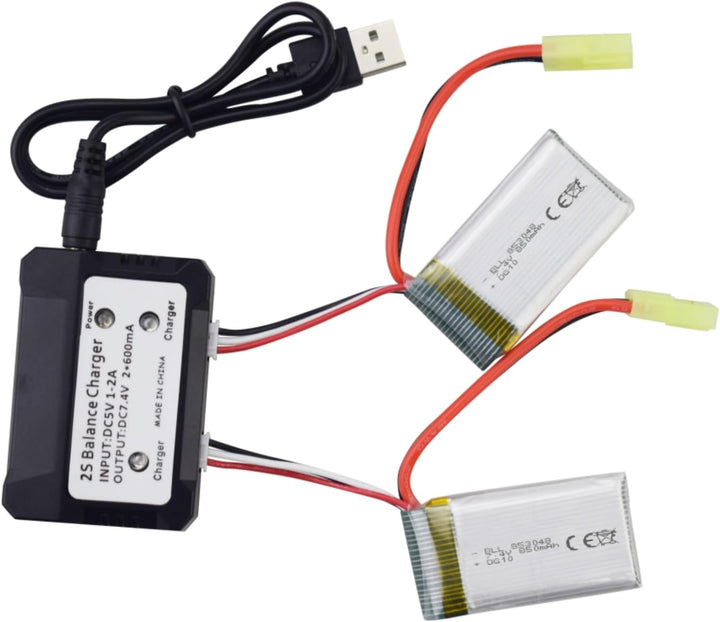 ZYGY 2pcs 7.4V 850mah Lithium Batterie &amp; 2in1 Ladegerät für 9300 9301E 9302E 9303E 9034E 9305E 9310