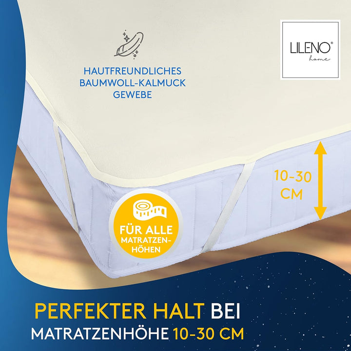 LILENO HOME Matratzenschoner 70x140 cm - Matratzenauflage [95°C kochfest] aus 100% Baumwoll-Kalmuck