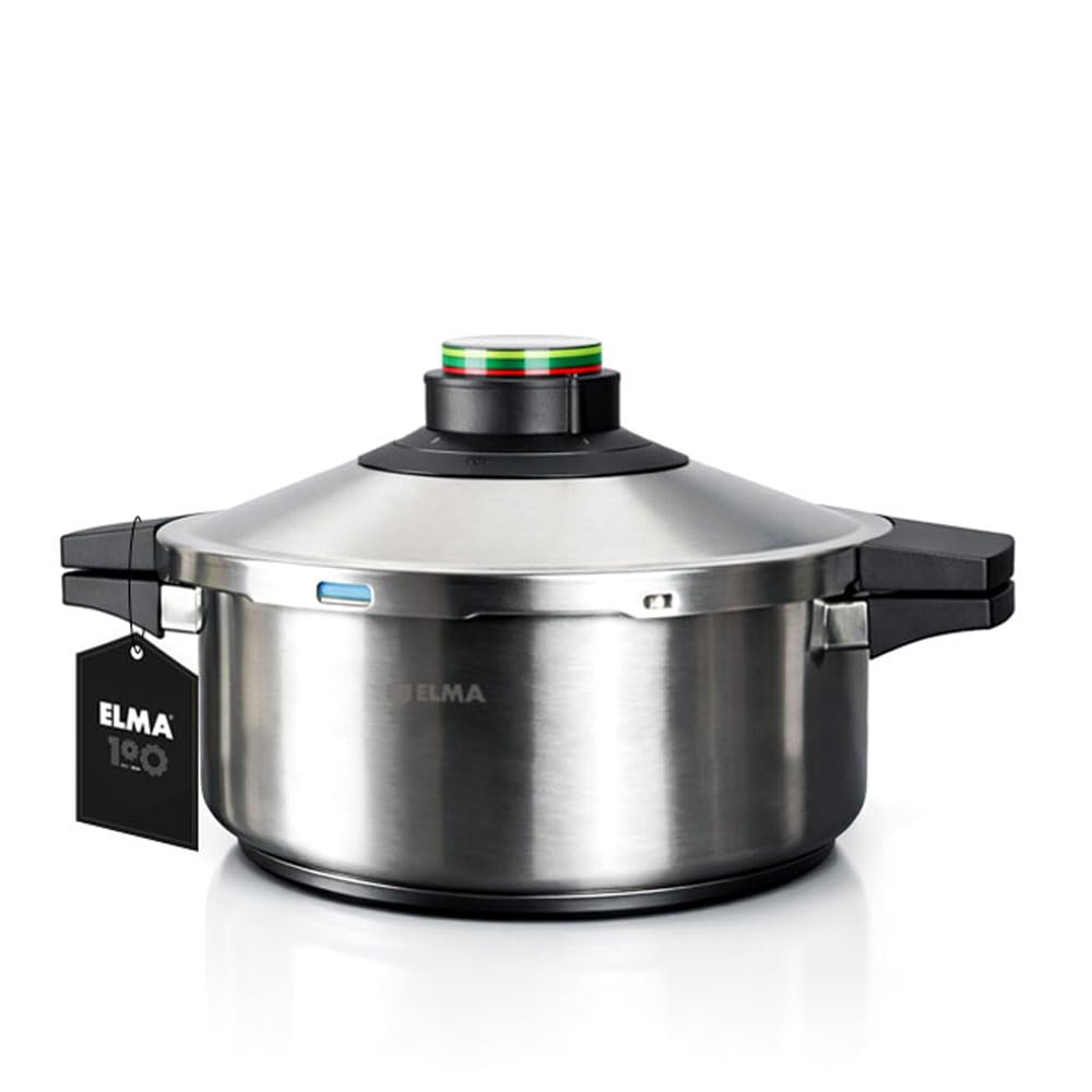 ELMA Prêst Schnellkochtopf 4 Liter, Ø 24 cm | 18/10 Edelstahl, Induktionsgeeigneter Kapselboden, 2 G