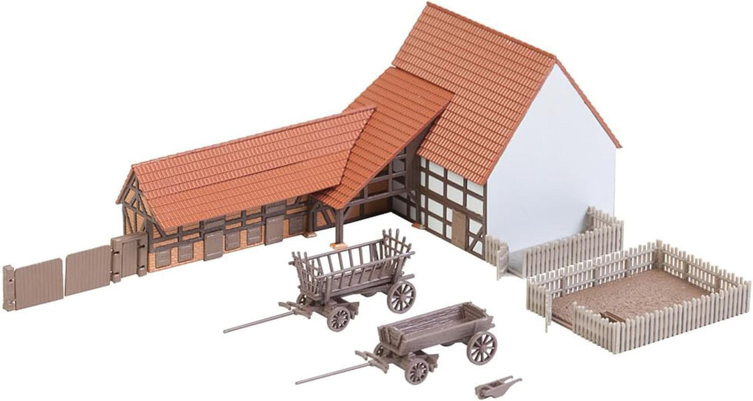 FALLER Landwirtschaftliches Gebäude mit Zubehör Modellbausatz mit 138 Einzelteilen 125 x 57 x 53mm I