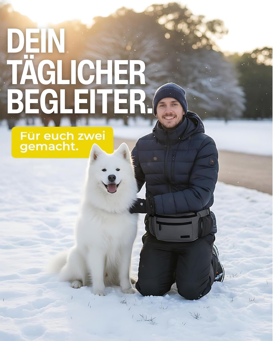 ZAUBERPFOTE Gassi Tasche 'Atlas' - Premium Leckerlitasche für Hunde - Inkl. YKK® Zipper & Leinenhalt