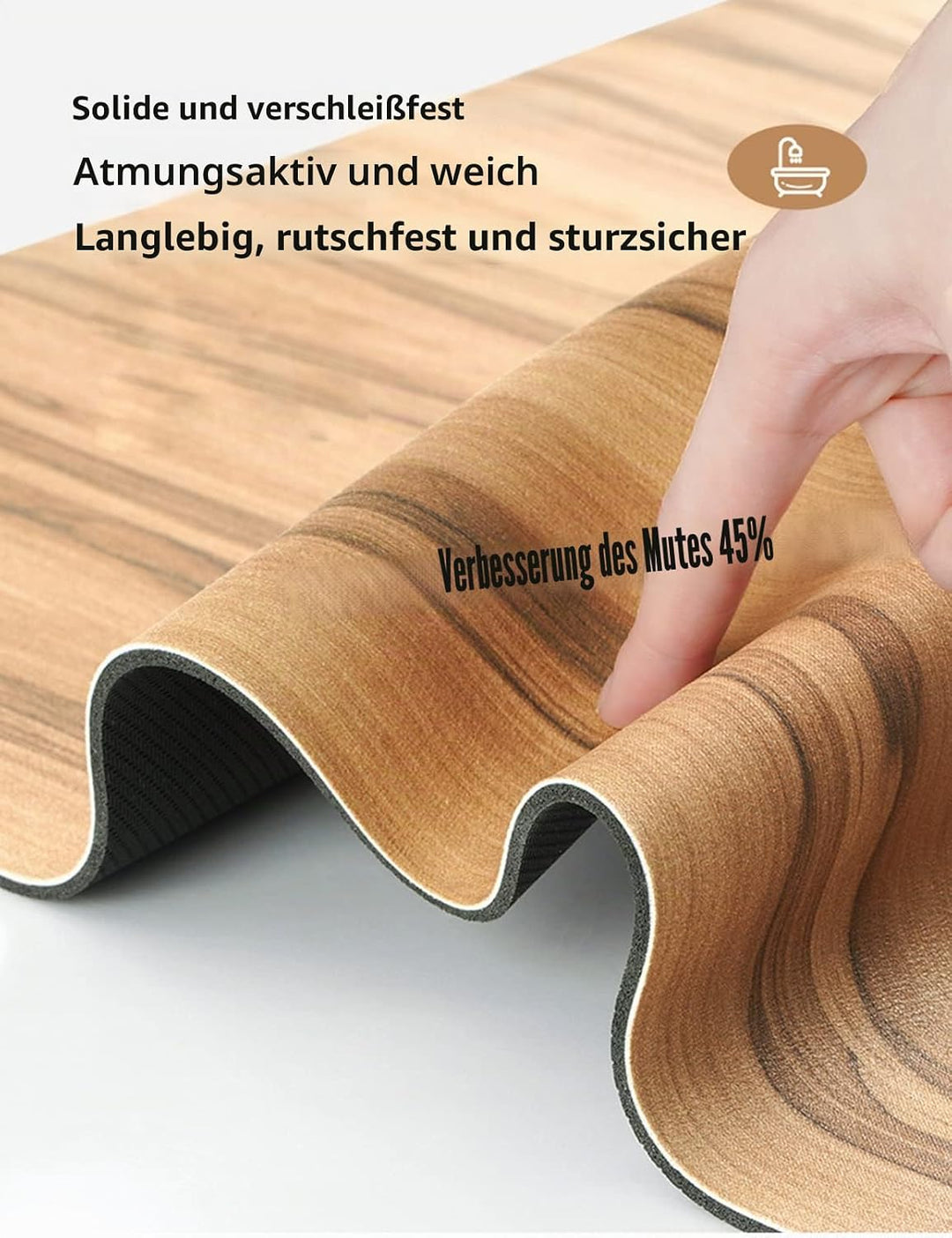Dai Lufei Badematte, Kieselgur super saugfähige Duschmatte mit Walnussmaserung, rutschfeste, schnell