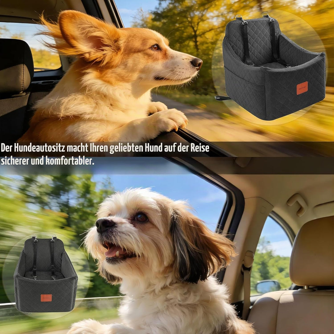 Hunde Autositz für kleine bis mittlere Hunde, Memory Foam erhöhte Kissen Hundeautositz,abnehmbar und