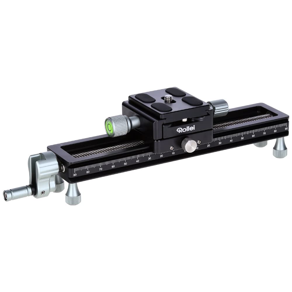 Rollei Makroschlitten, Stabiler Foto/Video Makro-Einstellschlitten für DSLR und System Foto-Kameras.