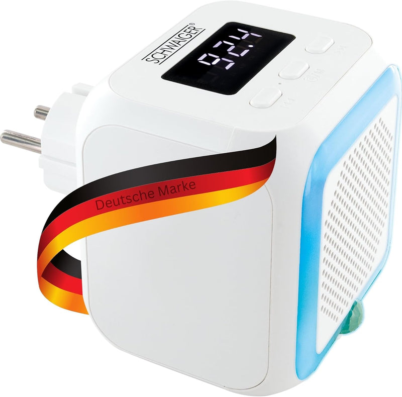 SCHWAIGER RAFM0100 Steckdosenradio Badezimmerradio Radio Steckdose FM Bluetooth Steckdosenlautsprech
