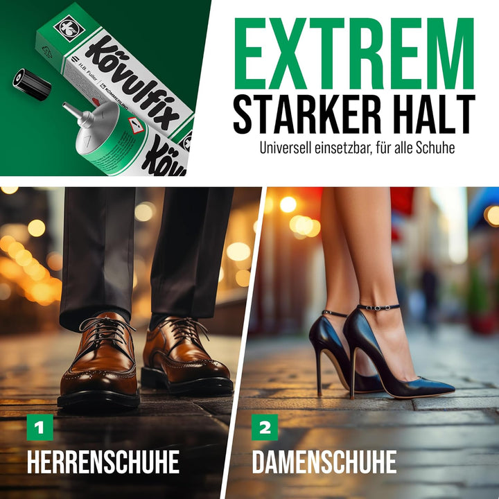 Langlauf Schuhbedarf DIY Schuhreparatur Set rutschfest - Sohle + Absatz + Kövulfix Schuhkleber extra